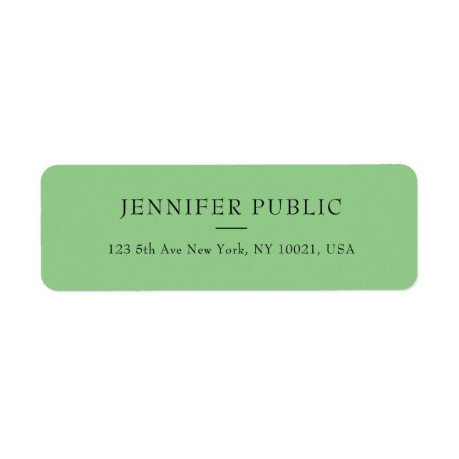 Sage Grönt Modern Simple Template Returadress Etikett (Framsidan)