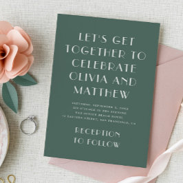 Sage grönt modern typografi minimalist bröllop inbjudningar