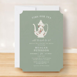 Sage Grönt Möhippa Tea Party-inbjudan Inbjudningar