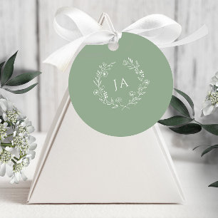 Sage Grönt Monogram Bröllop Gåvor Etiketter