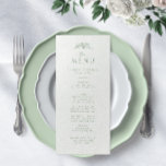 Sage Grönt Monogram Bröllop Meny<br><div class="desc">Öka din mottagning med menykortet Sage Grönt Monogram Bröllop. Med en enkel och sofistikerad design med monogrammet och vilda blommor tillför det här menykortet en aning av tidlöst skönhet till din matta. Följ dina gäster genom en minnesvärd kulinarisk upplevelse med det här tillägget till eleganten.</div>
