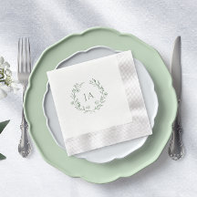Sage Grönt Monogram Bröllop