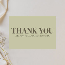 Sage Grönt Monogram Bröllop Tack Kort