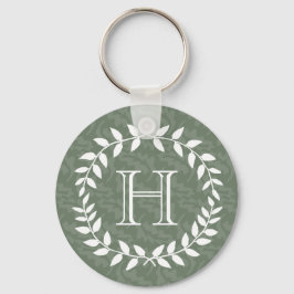 Sage Grönt Monogram Elegant Modern utandningsluft Nyckelring