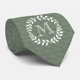 Sage Grönt Monogram Elegant Modern utandningsluft Slips