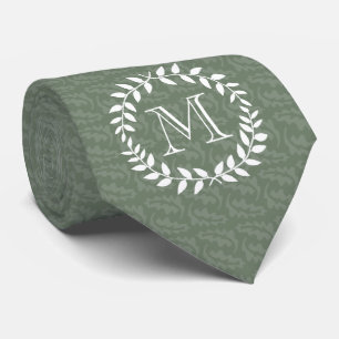 Sage Grönt Monogram Elegant Modern utandningsluft  Slips