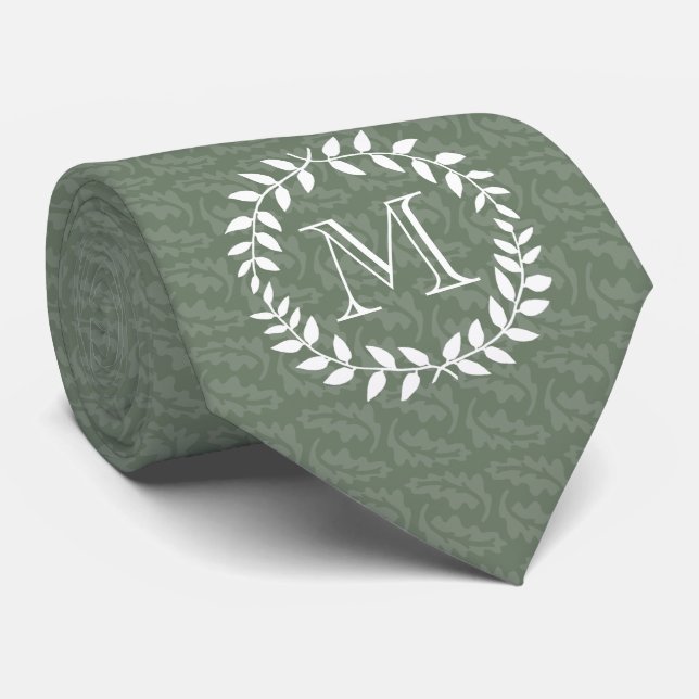Sage Grönt Monogram Elegant Modern utandningsluft  Slips (Rullad)