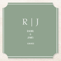 Sage Grönt Monogram Enkel Elegant Modern Bröllop