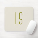 Sage grönt monogram, inledande enkel musmatta<br><div class="desc">Sage grönt monogram initialt på lätt grått-bakgrundsdesign.</div>