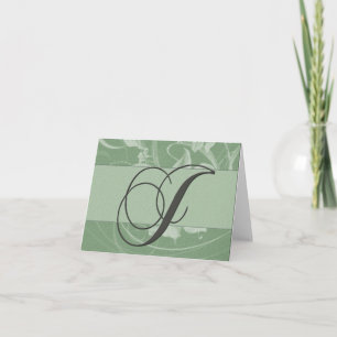 Sage grönt monogram-kort - initialt J Anteckningskort