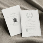 Sage Grönt Monogram QR- kod Bröllop Inbjudningar<br><div class="desc">Elegantens kalligrafi och botaniskt monogram grönt för andningssäd QR- kod bröllopsinbjudan.</div>