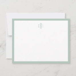 Sage Grönt Monogram Stationery Tackkort Card Tack Kort
