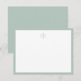 Sage Grönt Monogram Stationery Tackkort Card Tack Kort