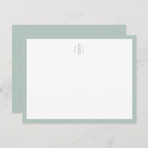 Sage Grönt Monogram Stationery Tackkort Card Tack Kort