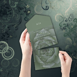 sage grönt monogram succulent bröllop