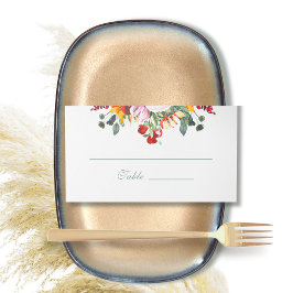 Sage Grönt Mörk Red Golden Sunsun Watercolor Placeringskort