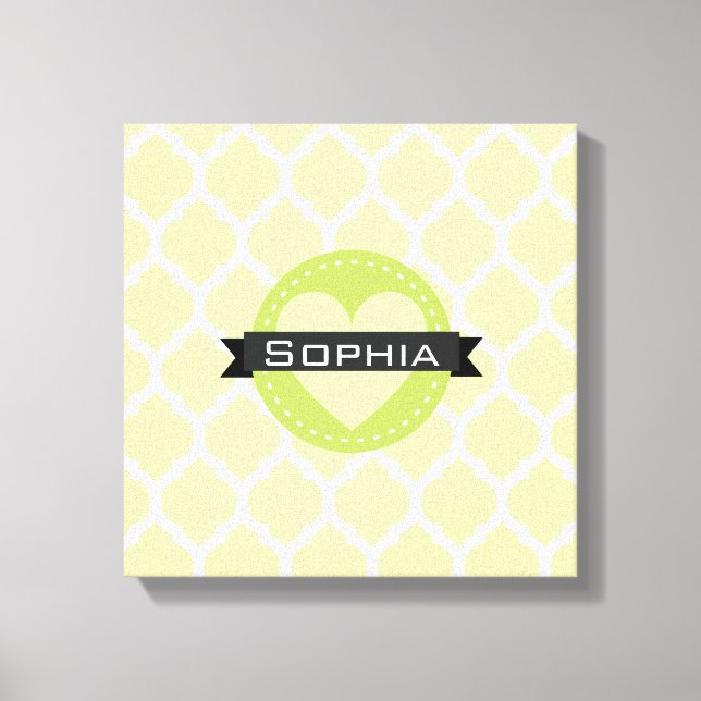 Sage Grönt Moroccan Lattice Mönster Canvastryck (Framsida)