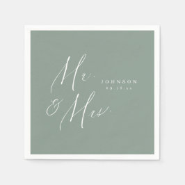 Sage Grönt Mr. och Mrs. Pappersservett