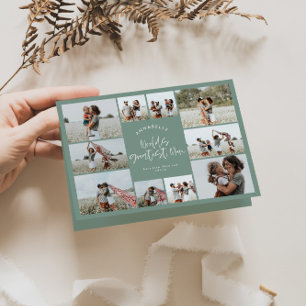 Sage grönt multifoto morsa typografi modern kort