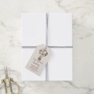 Sage Grönt Nalle Baby Shower Gift Märkre Presentetikett