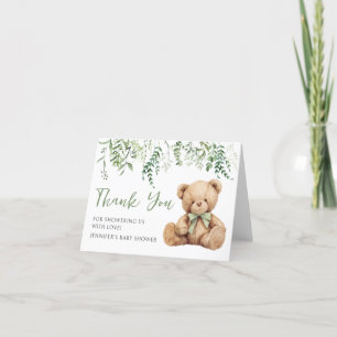 Sage Grönt Nalle Baby Shower - tack för dina kort