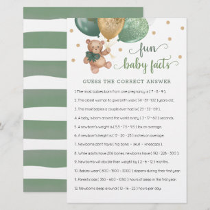 Sage Grönt Nalle Roligt Baby Facts Game