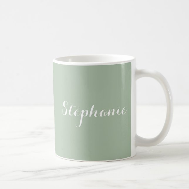 Sage Grönt Namn Modern Elegant Monogram Boho Kaffemugg (Höger)