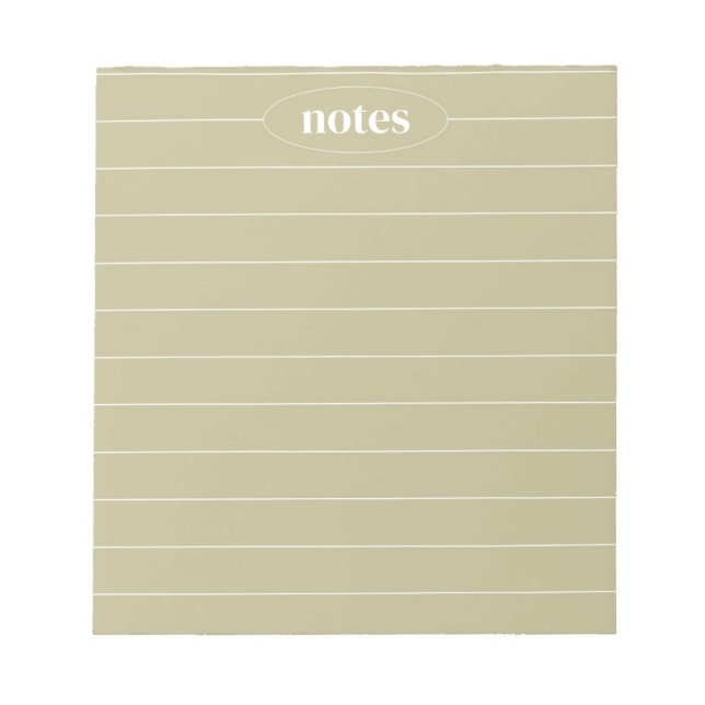 Sage Grönt Notes Sleek & Modern Stationery Anteckningsblock (Framsida)
