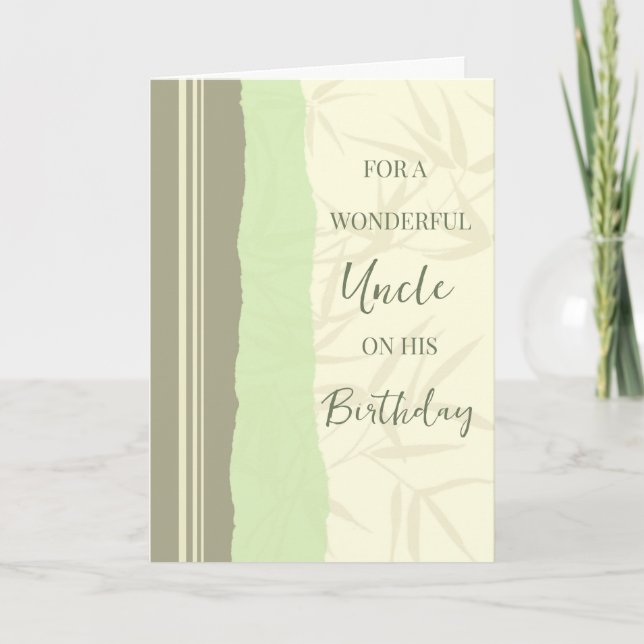 Sage Grönt och Beige farbror Birthday Kort (Framsida)