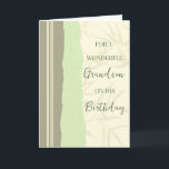 Sage Grönt och Beige Grandson Birthday Kort<br><div class="desc">Födelsedagskort för barnson med modern och enkel sage-grönt och beige-design och tankfull vers.</div>