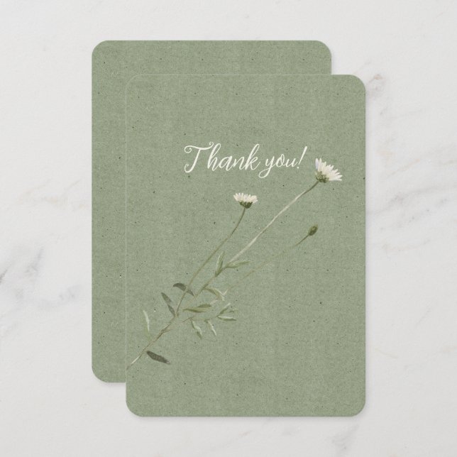 Sage Grönt och en enda Daisy Tack Kort (Fram/baksida)