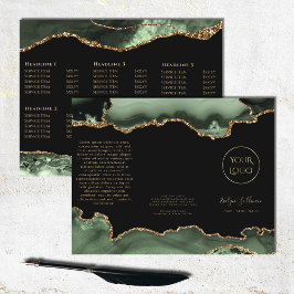 Sage grönt och guld agate brochure