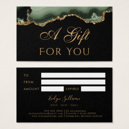 Sage grönt och guld agate-presentkort visitkort