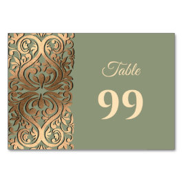 Sage Grönt och Guld Bröllop Elegant Luxury Bordsnummer