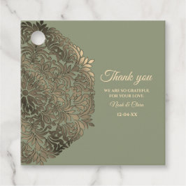 Sage Grönt och Guld Bröllop med Elegant Luxury Gåvor Etiketter