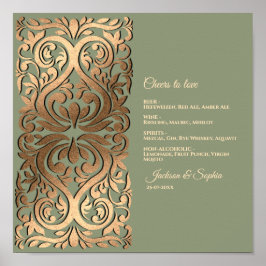 Sage Grönt och Guld Elegant Luxury Menu Sign Poster