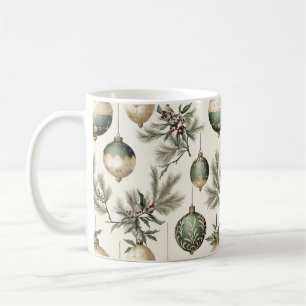 Sage Grönt och Guld julprydnad Kaffemugg