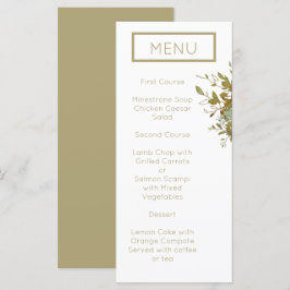 Sage Grönt och Guld Modern Minimalist Bröllop Menu Meny