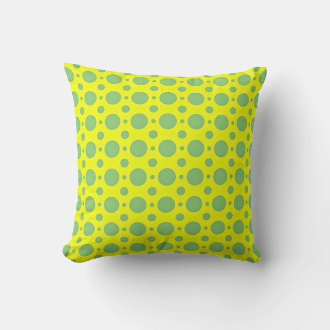 Sage Grönt och Gult Polka Dot Dekorativ kudde (Framsida)