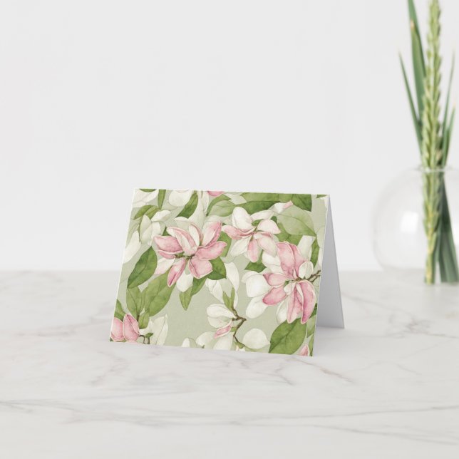 Sage Grönt och Rosa Magnolias Mors dag Helgkort (Framsida)