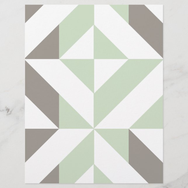 Sage Grönt och Silver Geometric Scrapbook Papper (Framsida)