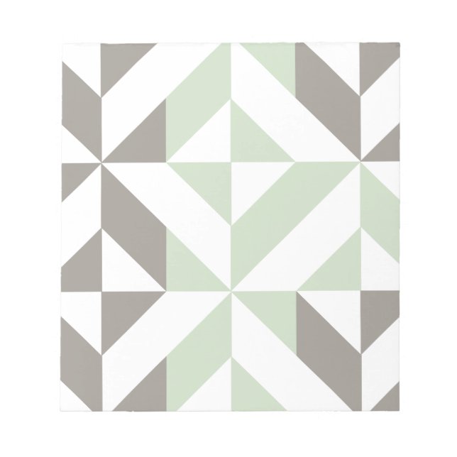 Sage Grönt och Silver Geometric ZigZag Anteckningsblock (Framsida)