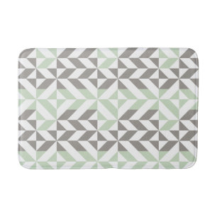 Sage Grönt och Silver Geometric ZigZag Badrumsmatta