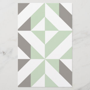 Sage Grönt och Silver Geometric ZigZag Brevpapper