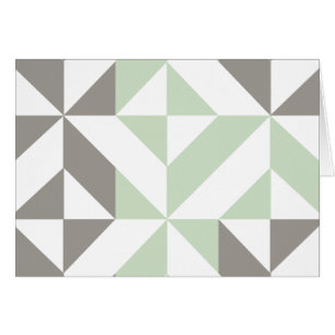 Sage Grönt och Silver Geometric ZigZag Hälsningskort