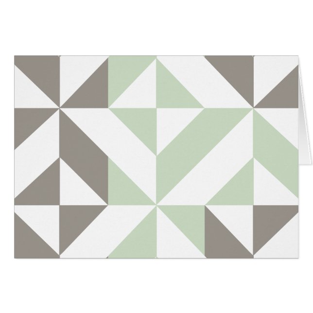 Sage Grönt och Silver Geometric ZigZag Hälsningskort (Framsidan Horizontal)