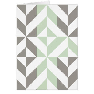 Sage Grönt och Silver Geometric ZigZag Hälsningskort