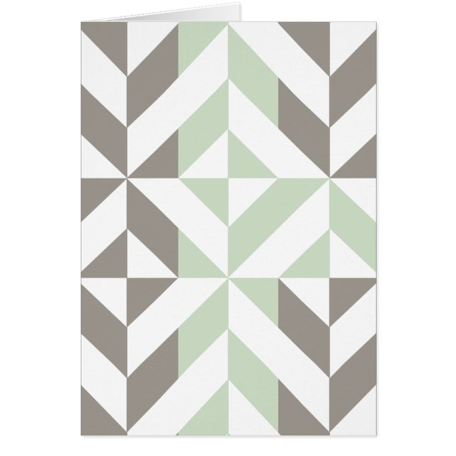 Sage Grönt och Silver Geometric ZigZag Hälsningskort (Framsidan)