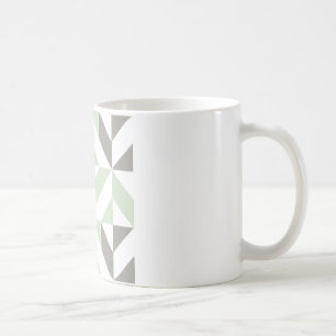 Sage Grönt och Silver Geometric ZigZag Kaffemugg
