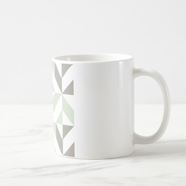Sage Grönt och Silver Geometric ZigZag Kaffemugg (Höger)